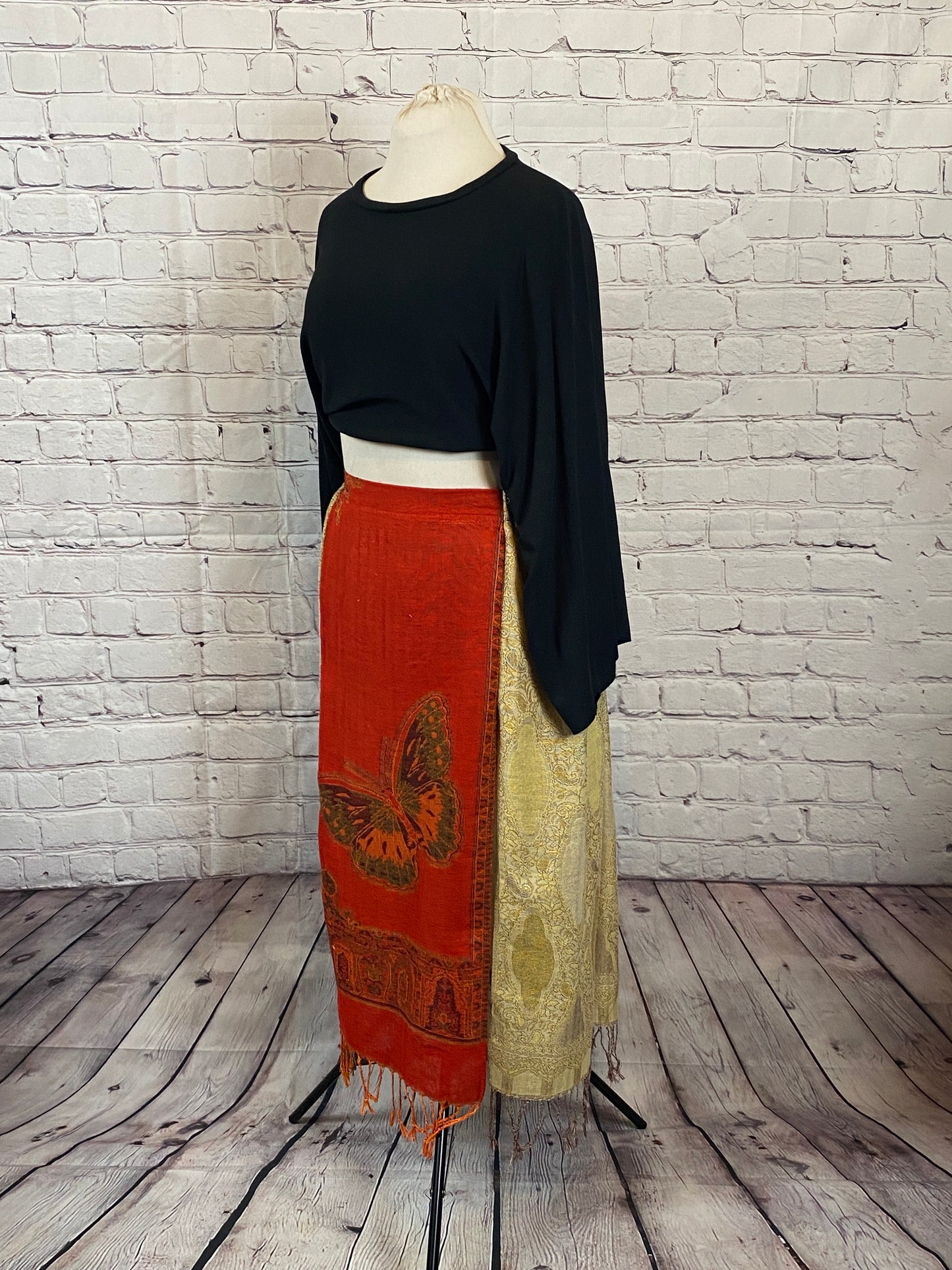 Upcyceld Pashmina double slit Maxi Skirt