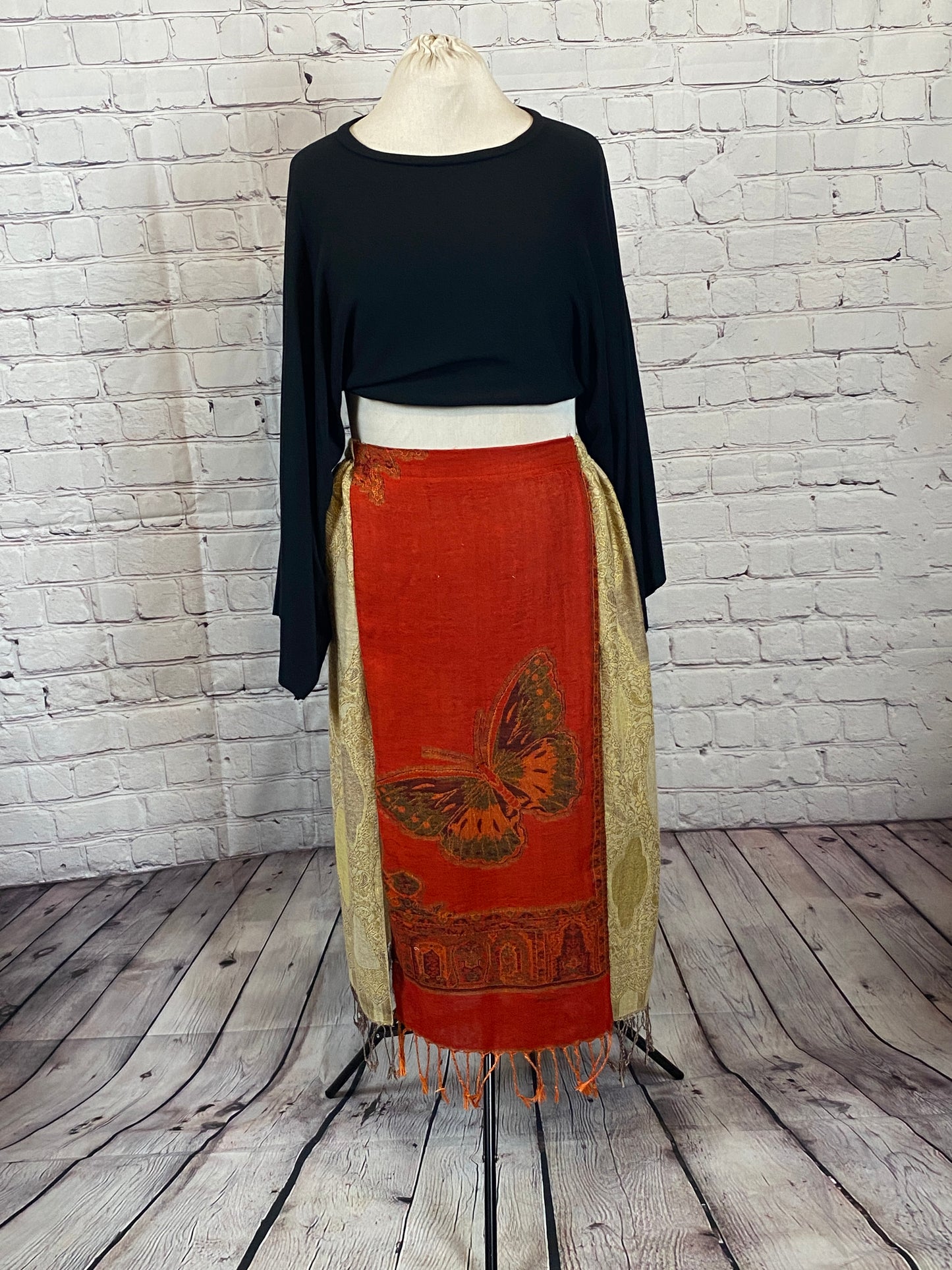 Upcyceld Pashmina double slit Maxi Skirt