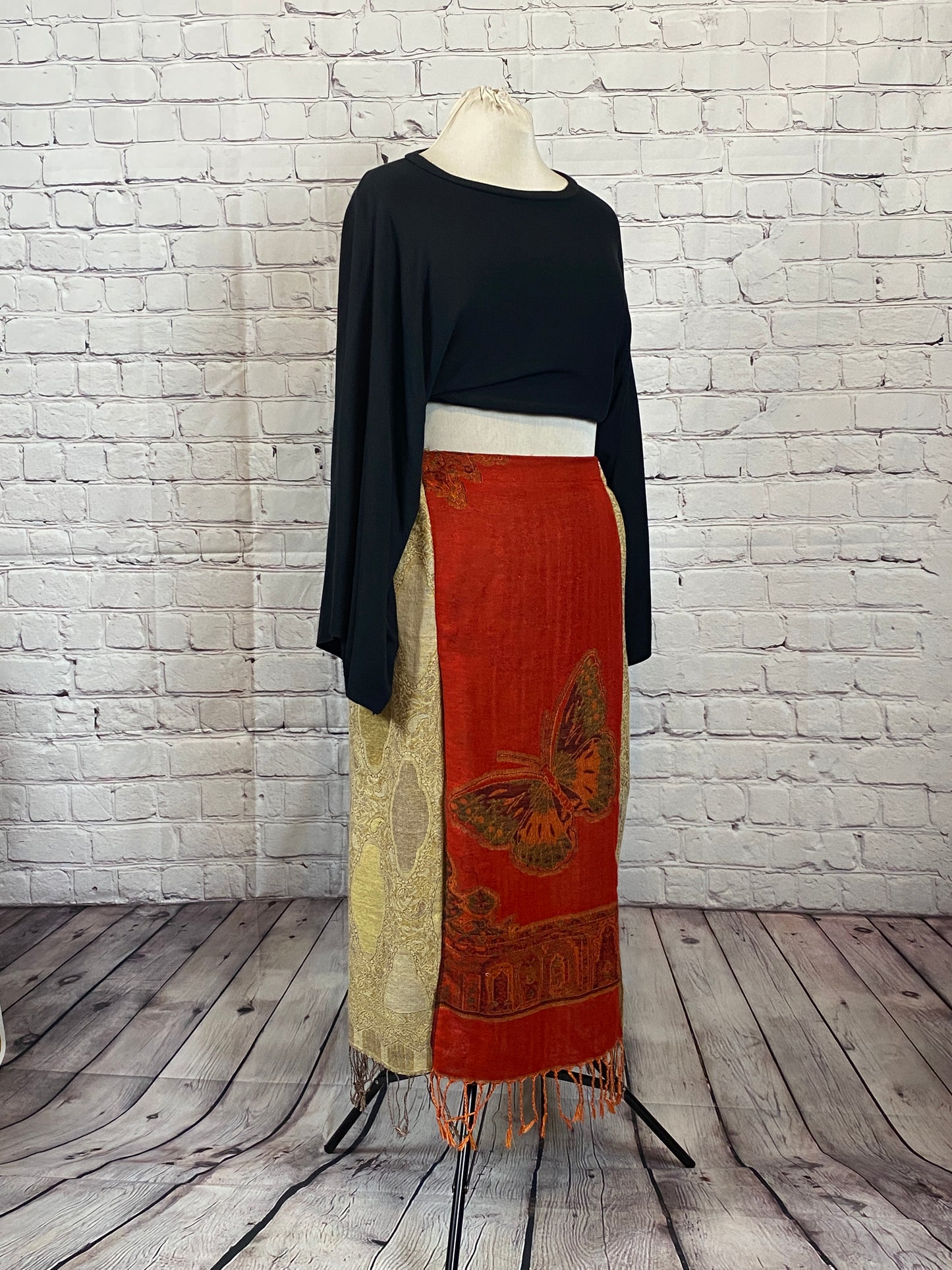 Upcyceld Pashmina double slit Maxi Skirt